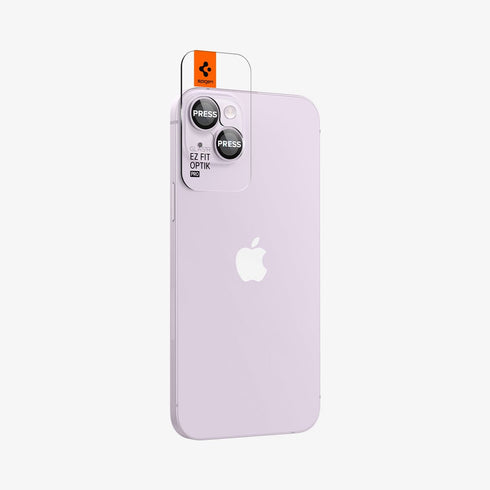 AGL07163 - iPhone 15 Pro / 15 Pro Max Optik Pro Lens Protector in natural titanium showing the device
